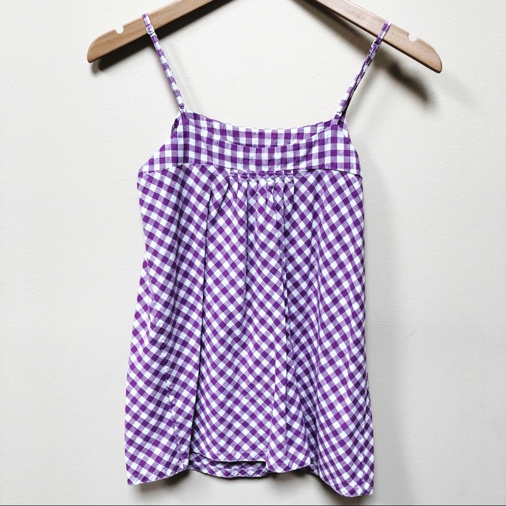 Gap Gingham Sweet Purple A-Line Top